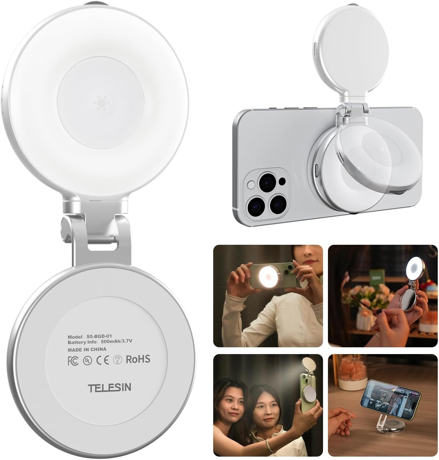 MagSafe selfie light for iPhone TELESIN C03 360 LED ring light