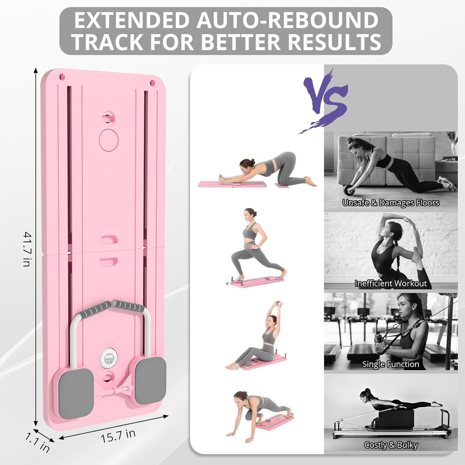 “Compact Pilates reformer board set with bars, bands, and accessories”