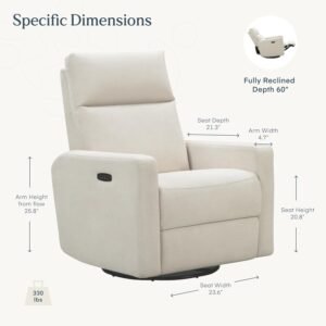 nurture and glider plus nursery recliner ivory power swivel chair with usb and lumbar support