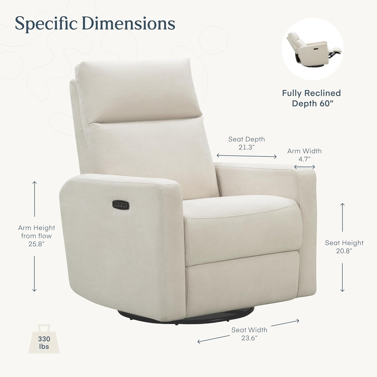 nurture and glider plus nursery recliner ivory power swivel chair with usb and lumbar support