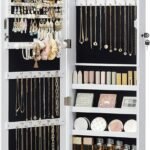 SONGMICS mirror jewelry cabinet with LED lights, wall mounted jewelry organizer