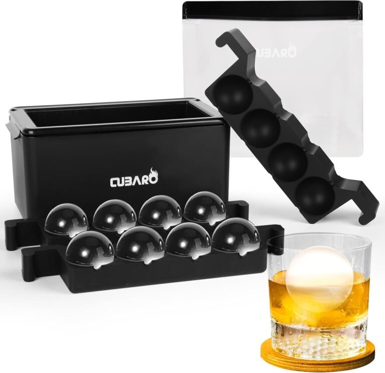 CUBARO crystal clear ice ball maker – 8 large 2 inch ice spheres for whiskey and cocktails