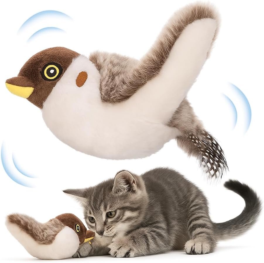 “CKFPS Flappy Bird cat toy with flapping wings on the floor for indoor cats”