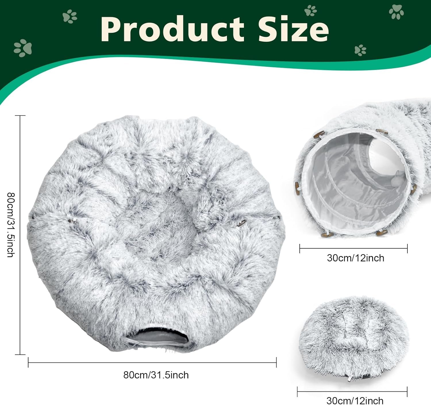 “Two indoor cats playing in the VIVOYAN cat tunnel with hanging balls and peek holes”