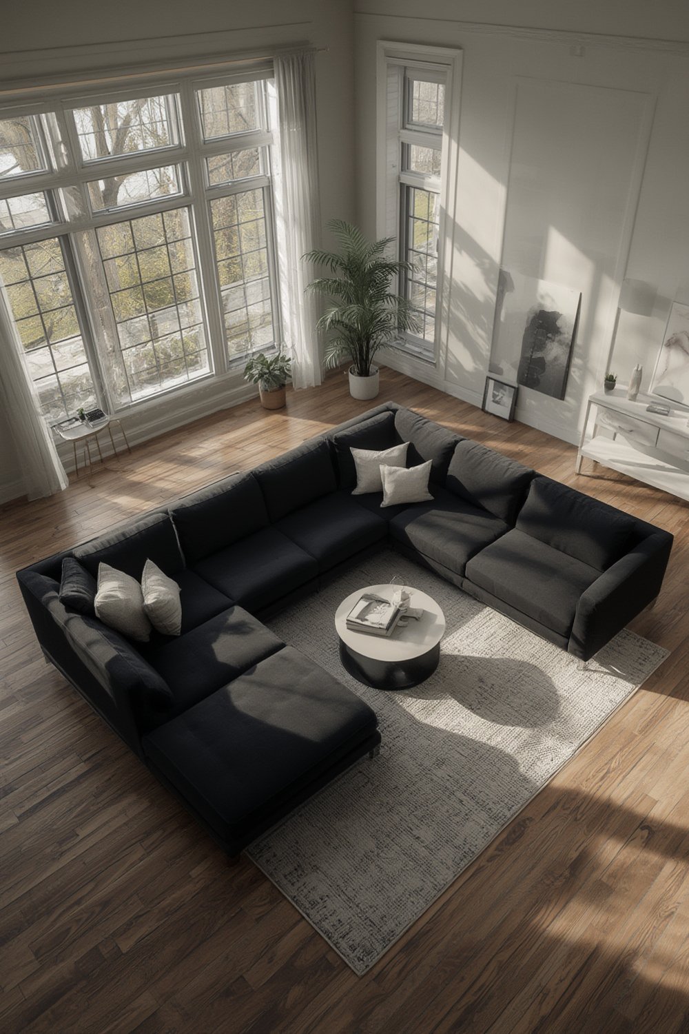 black sectional couch - Illustration 1