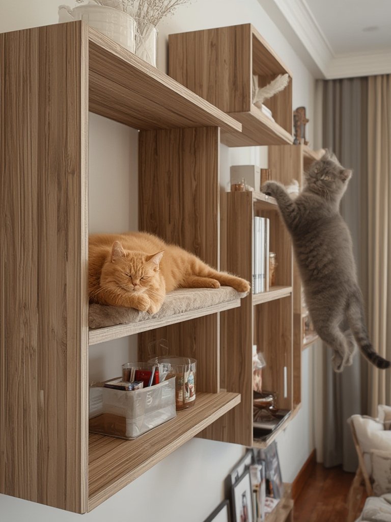 cat shelves in action