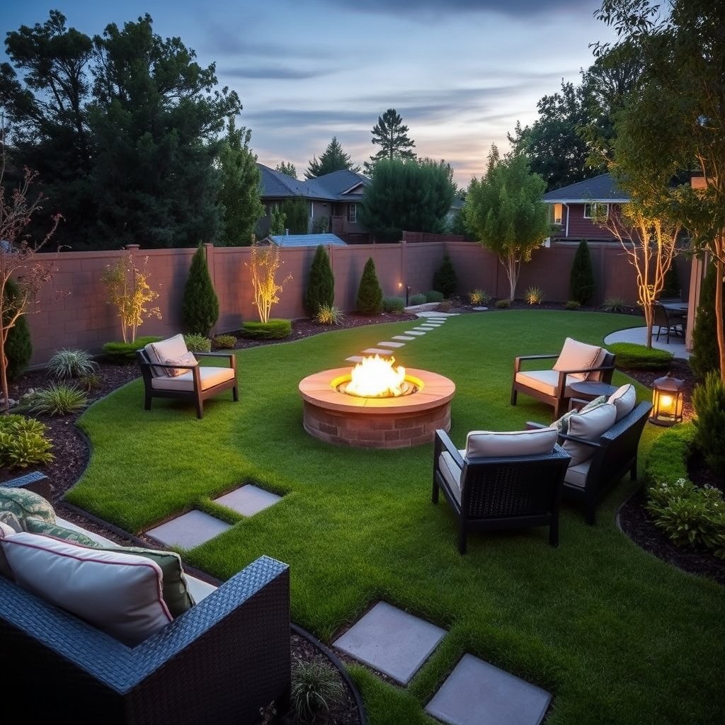 backyard landscaping fire pit ideas - Illustration 1